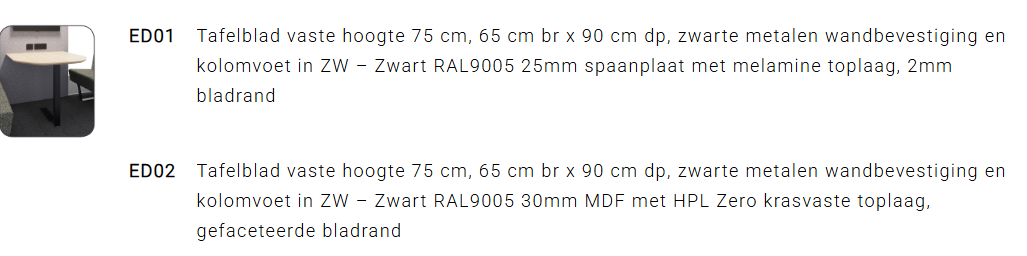 Vox large 2p tafel